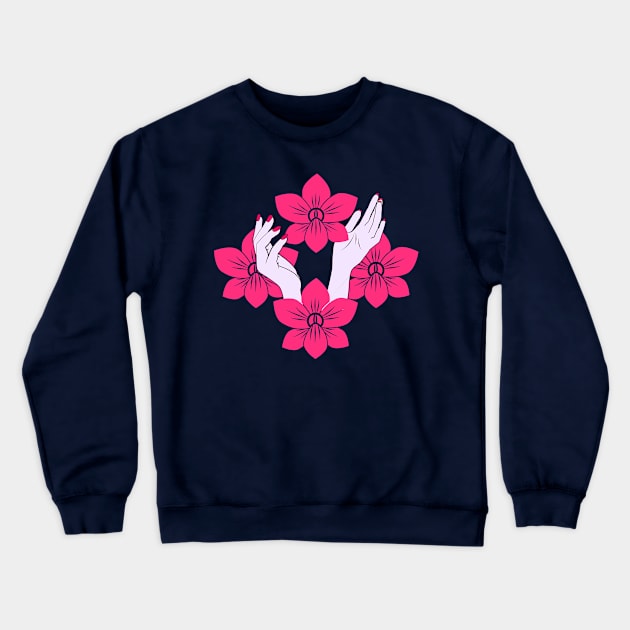 Pink orchid Crewneck Sweatshirt by EuGeniaArt